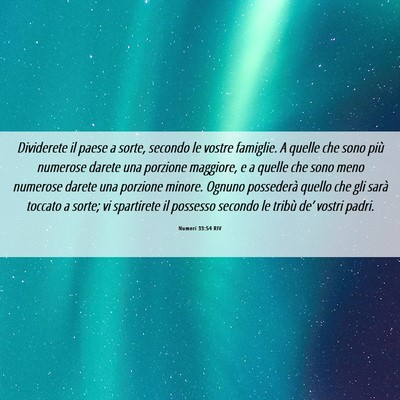 Picture 06 - Numeri 33:54 RIV - Dividerete il paese a sorte, secondo le vostre - Bible Verse Picture