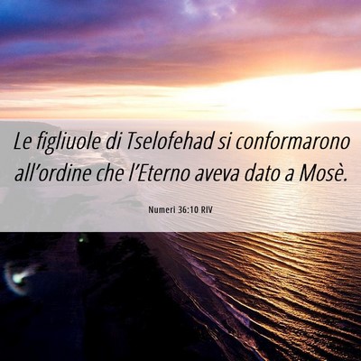 Picture 06 - Numeri 36:10 RIV - Le figliuole di Tselofehad si conformarono - Bible Verse Picture