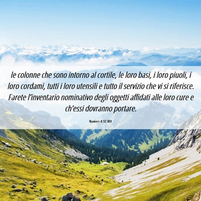 Picture 06 - Numeri 4:32 RIV - le colonne che sono intorno al cortile, le loro - Bible Verse Picture