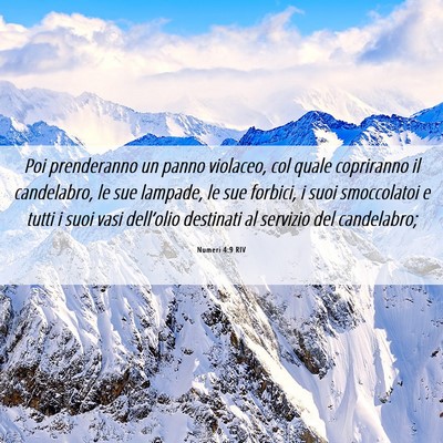 Picture 06 - Numeri 4:9 RIV - Poi prenderanno un panno violaceo, col quale - Bible Verse Picture