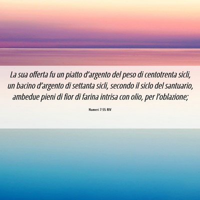 Picture 06 - Numeri 7:55 RIV - La sua offerta fu un piatto d’argento del peso - Bible Verse Picture