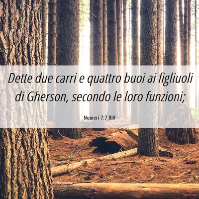 Picture 06 - Numeri 7:7 RIV - Dette due carri e quattro buoi ai figliuoli di - Bible Verse Picture