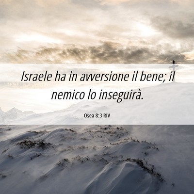 Picture 06 - Osea 8:3 RIV - Israele ha in avversione il bene; il nemico lo - Bible Verse Picture