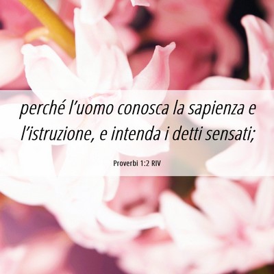 Picture 06 - Proverbi 1:2 RIV - perché l’uomo conosca la sapienza e - Bible Verse Picture