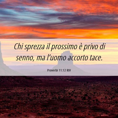 Picture 06 - Proverbi 11:12 RIV - Chi sprezza il prossimo è privo di senno, ma - Bible Verse Picture