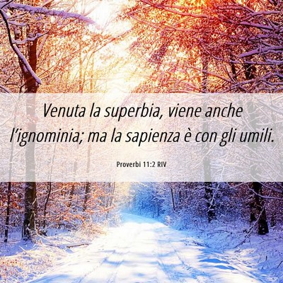 Picture 06 - Proverbi 11:2 RIV - Venuta la superbia, viene anche l’ignominia; ma - Bible Verse Picture
