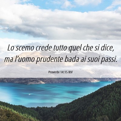 Picture 06 - Proverbi 14:15 RIV - Lo scemo crede tutto quel che si dice, ma - Bible Verse Picture