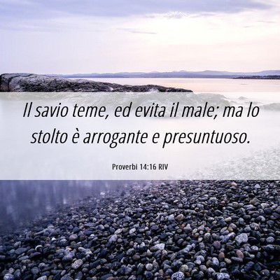 Picture 06 - Proverbi 14:16 RIV - Il savio teme, ed evita il male; ma lo stolto è - Bible Verse Picture