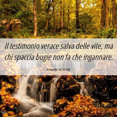Picture 06 - Proverbi 14:25 RIV - Il testimonio verace salva delle vite, ma chi - Bible Verse Picture