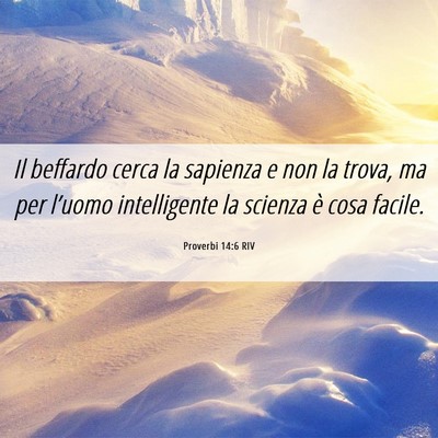 Picture 06 - Proverbi 14:6 RIV - Il beffardo cerca la sapienza e non la trova, ma - Bible Verse Picture