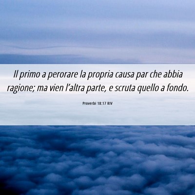 Picture 06 - Proverbi 18:17 RIV - Il primo a perorare la propria causa par che - Bible Verse Picture