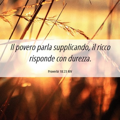 Picture 06 - Proverbi 18:23 RIV - Il povero parla supplicando, il ricco risponde - Bible Verse Picture