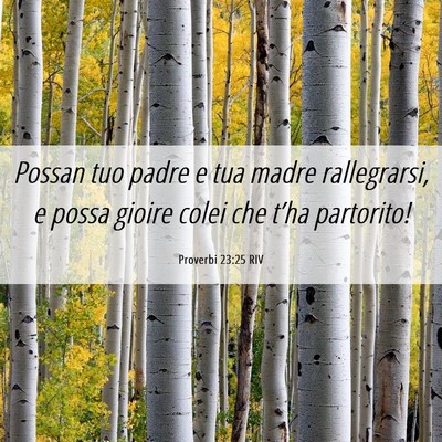 Picture 06 - Proverbi 23:25 RIV - Possan tuo padre e tua madre rallegrarsi, e possa - Bible Verse Picture