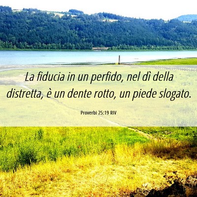 Picture 06 - Proverbi 25:19 RIV - La fiducia in un perfido, nel dì della - Bible Verse Picture