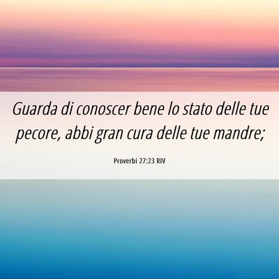 Picture 06 - Proverbi 27:23 RIV - Guarda di conoscer bene lo stato delle tue - Bible Verse Picture