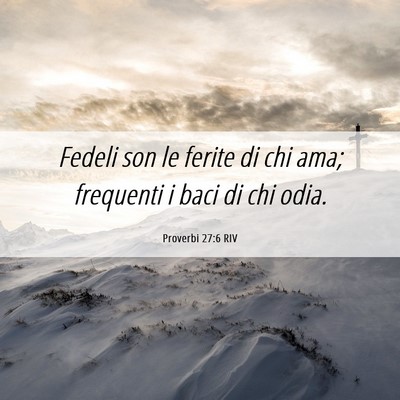Picture 06 - Proverbi 27:6 RIV - Fedeli son le ferite di chi ama; frequenti i baci - Bible Verse Picture