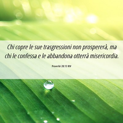 Picture 06 - Proverbi 28:13 RIV - Chi copre le sue trasgressioni non prospererà, - Bible Verse Picture