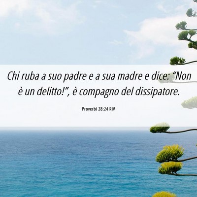 Picture 06 - Proverbi 28:24 RIV - Chi ruba a suo padre e a sua madre e dice: “Non - Bible Verse Picture
