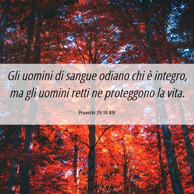 Picture 06 - Proverbi 29:10 RIV - Gli uomini di sangue odiano chi è integro, ma - Bible Verse Picture