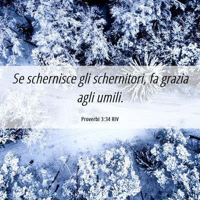 Picture 06 - Proverbi 3:34 RIV - Se schernisce gli schernitori, fa grazia agli - Bible Verse Picture