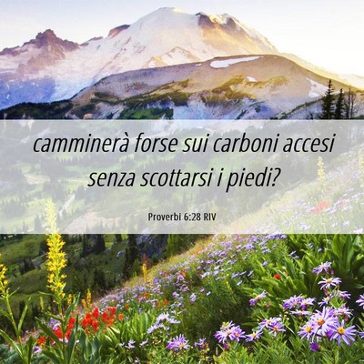 Picture 06 - Proverbi 6:28 RIV - camminerà forse sui carboni accesi senza - Bible Verse Picture