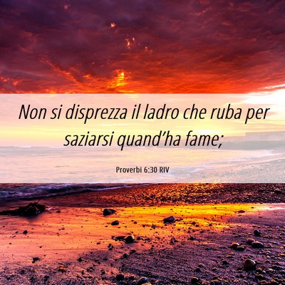 Picture 06 - Proverbi 6:30 RIV - Non si disprezza il ladro che ruba per saziarsi - Bible Verse Picture