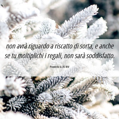 Picture 06 - Proverbi 6:35 RIV - non avrà riguardo a riscatto di sorta, e anche - Bible Verse Picture