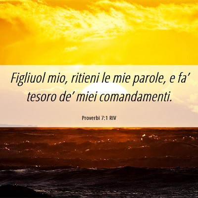 Picture 06 - Proverbi 7:1 RIV - Figliuol mio, ritieni le mie parole, e fa’ - Bible Verse Picture