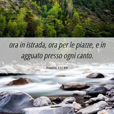 Picture 06 - Proverbi 7:12 RIV - ora in istrada, ora per le piazze, e in agguato - Bible Verse Picture