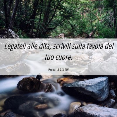 Picture 06 - Proverbi 7:3 RIV - Legateli alle dita, scrivili sulla tavola del tuo - Bible Verse Picture