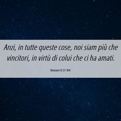 Picture 06 - Romani 8:37 RIV - Anzi, in tutte queste cose, noi siam più che - Bible Verse Picture