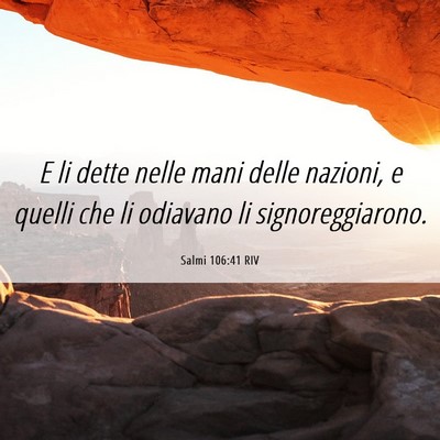 Picture 06 - Salmi 106:41 RIV - E li dette nelle mani delle nazioni, e quelli che - Bible Verse Picture