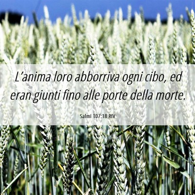 Picture 06 - Salmi 107:18 RIV - L’anima loro abborriva ogni cibo, ed eran - Bible Verse Picture