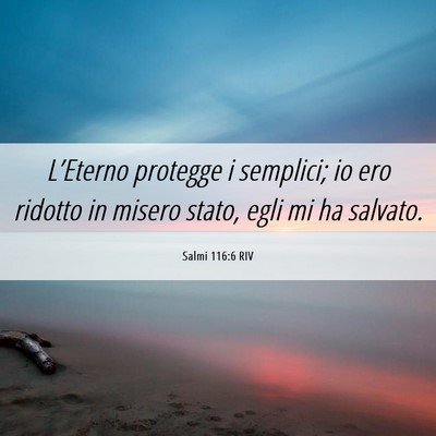 Picture 06 - Salmi 116:6 RIV - L’Eterno protegge i semplici; io ero ridotto in - Bible Verse Picture