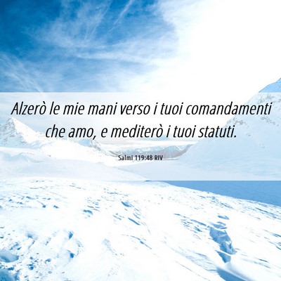 Picture 06 - Salmi 119:48 RIV - Alzerò le mie mani verso i tuoi comandamenti che - Bible Verse Picture