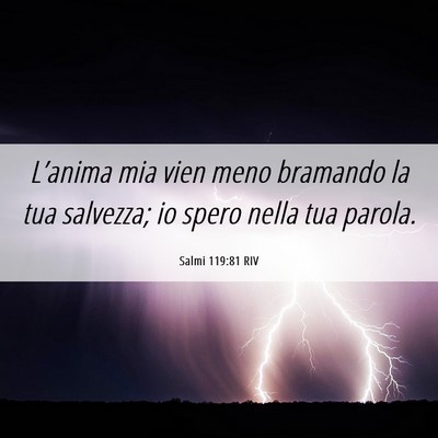 Picture 06 - Salmi 119:81 RIV - L’anima mia vien meno bramando la tua salvezza; - Bible Verse Picture
