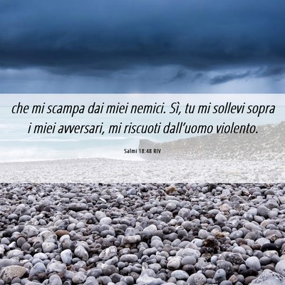 Picture 06 - Salmi 18:48 RIV - che mi scampa dai miei nemici. Sì, tu mi sollevi - Bible Verse Picture
