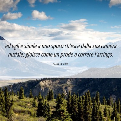 Picture 06 - Salmi 19:5 RIV - ed egli e simile a uno sposo ch’esce dalla sua - Bible Verse Picture