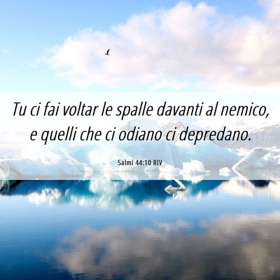 Picture 06 - Salmi 44:10 RIV - Tu ci fai voltar le spalle davanti al nemico, e - Bible Verse Picture