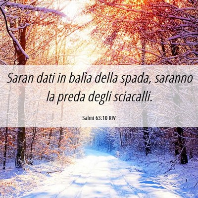 Picture 06 - Salmi 63:10 RIV - Saran dati in balìa della spada, saranno la - Bible Verse Picture