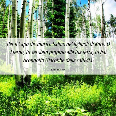 Picture 06 - Salmi 85:1 RIV - Per il Capo de’ musici. Salmo de’ figliuoli - Bible Verse Picture