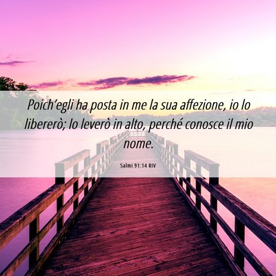Picture 06 - Salmi 91:14 RIV - Poich’egli ha posta in me la sua affezione, io - Bible Verse Picture