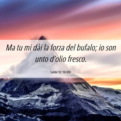 Picture 06 - Salmi 92:10 RIV - Ma tu mi dài la forza del bufalo; io son unto - Bible Verse Picture