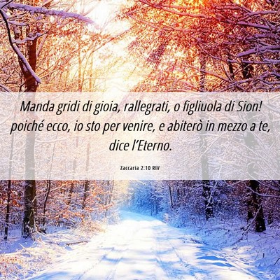 Picture 06 - Zaccaria 2:10 RIV - Manda gridi di gioia, rallegrati, o figliuola di - Bible Verse Picture