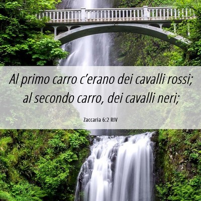 Picture 06 - Zaccaria 6:2 RIV - Al primo carro c’erano dei cavalli rossi; al - Bible Verse Picture