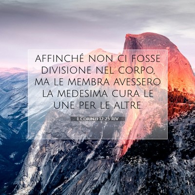 Picture 07 - 1 Corinzi 12:25 RIV - affinché non ci fosse divisione nel corpo, ma le - Bible Verse Picture