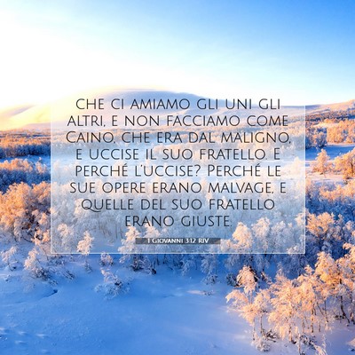 Picture 07 - 1 Giovanni 3:12 RIV - che ci amiamo gli uni gli altri, e non facciamo - Bible Verse Picture