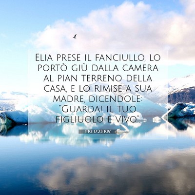 Picture 07 - 1 Re 17:23 RIV - Elia prese il fanciullo, lo portò giù dalla - Bible Verse Picture