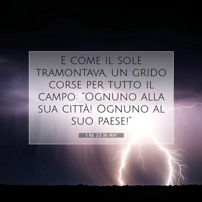 Picture 07 - 1 Re 22:36 RIV - E come il sole tramontava, un grido corse per - Bible Verse Picture