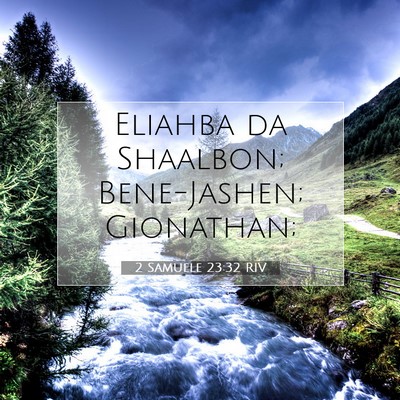 Picture 07 - 2 Samuele 23:32 RIV - Eliahba da Shaalbon; Bene-Jashen; - Bible Verse Picture